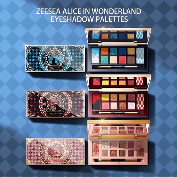 ZEESEA ALICE IN WONDERLAND CHESHIRE CAT BLUE SHADOW PALETTE DIAMOND GLITTER NIB - Picture 16 of 16